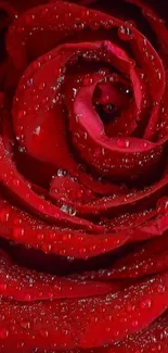 Close-up photo of a red rose with water droplets, perfect for wallpapers.