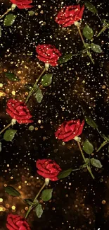 Elegant red roses on a dark festive background wallpaper.