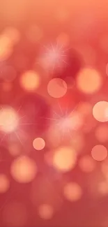 Elegant red bokeh wallpaper with glowing stars and soft light effects.