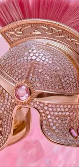 Luxurious Roman helmet with pink plumage.