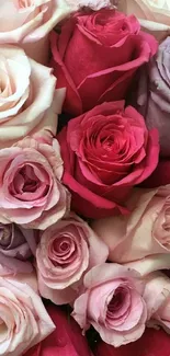 Beautiful bouquet of pink roses wallpaper.