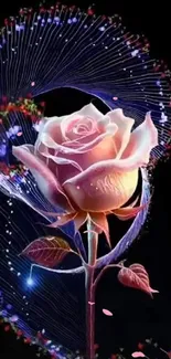 Digital wallpaper of an elegant rose with artistic background.