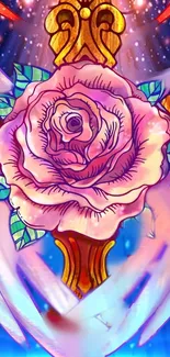 Elegant and colorful rose fantasy art perfect for mobile wallpapers.