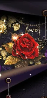 Elegant rose and floral mobile wallpaper with sparkling accents.