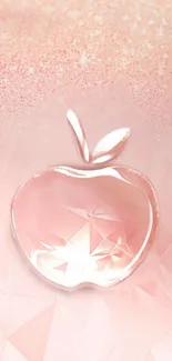 Rose gold apple design on a soft pink background with crystal texture.