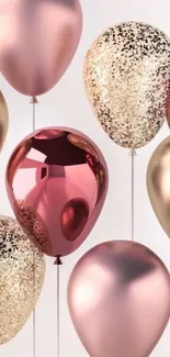 Rose gold and glitter balloons wallpaper