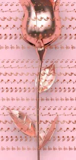 Elegant rose gold flower on soft pink background wallpaper.