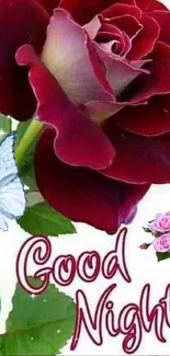 Good Night wallpaper with a rose and butterfly design.