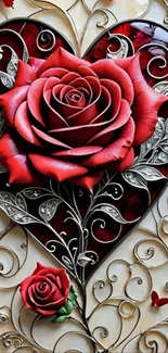 Heart-shaped rose artistic wallpaper.