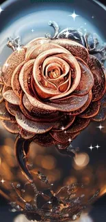 Elegant rose encased in a glass dome wallpaper.