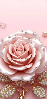 Elegant rose and jewelry themed mobile wallpaper.