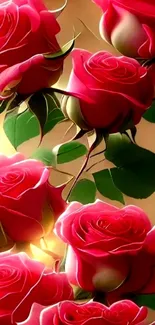 Elegant wallpaper featuring vibrant red roses.