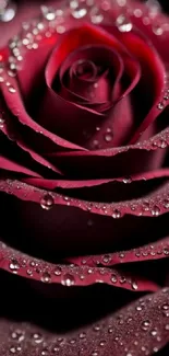 Close-up of a rose with dew drops, perfect for a mobile wallpaper.