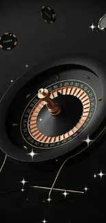 Elegant black and gold roulette wheel wallpaper for phones.