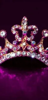 Jeweled crown on a rich purple background, exuding elegance.