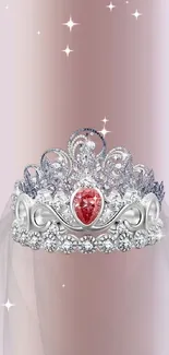 Elegant royal tiara on soft pink background wallpaper.