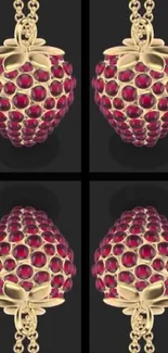 Elegant ruby and gold pendant design wallpaper.