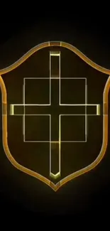 Sleek golden shield design on dark background.