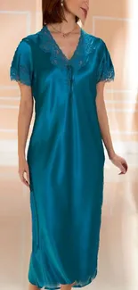 Elegant blue silk nightgown wallpaper.