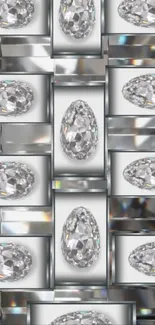 Silver jewel pattern mobile wallpaper.