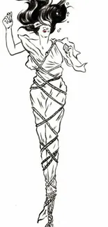 Elegant minimalist sketch of a wrapped figure.