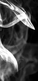 Black and white abstract smoke art wallpaper for mobile.