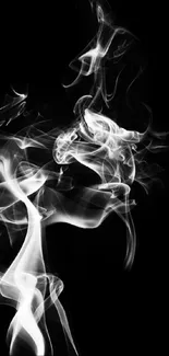 Black and white abstract smoke art wallpaper for mobile screen.