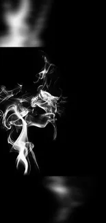 Elegant white smoke design on a black background.