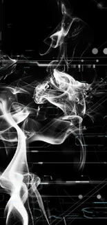 Elegant smoke with black background mobile wallpaper.