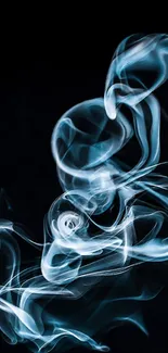 Blue smoke abstract design against black background wallpaper.