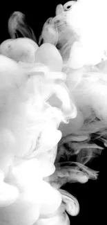 Black and white smoke mobile wallpaper with abstract design.