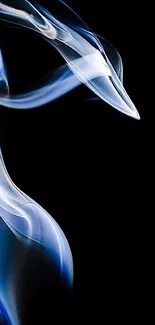 Elegant blue and white smoke on black background wallpaper.