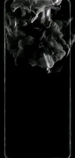 Black wallpaper with artistic smoke design on a sleek phone silhouette.