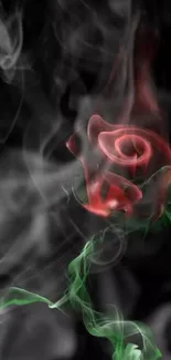 Red smoke rose on black background wallpaper.