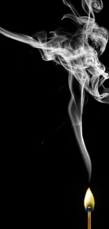 Elegant mobile wallpaper with smoke art on black background.