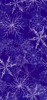 Blue snowflake wallpaper pattern with intricate winter designs.