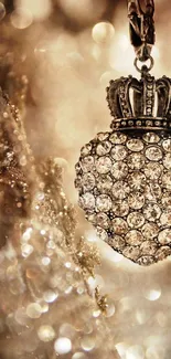 Heart-shaped jewel pendant with sparkling jewels in a luxurious design.