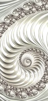 Elegant abstract silver spiral design mobile wallpaper.