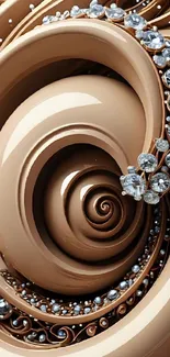 Elegant spiral art mobile wallpaper with crystal embellishments.