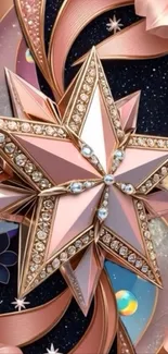 Elegant star design with sparkling details on mobile wallpaper.