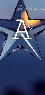 Glass star with letter 'A' on a dark blue background wallpaper.