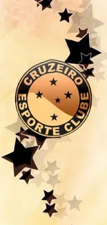 Beige wallpaper with stars and Cruzeiro badge design.