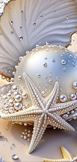 Elegant starfish with pearls and shells decoration