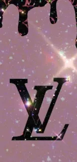 LV logo on a starry, glossy lavender background.