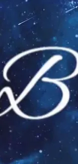 Calligraphic 'B' on a starry blue background.