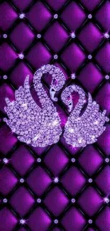 Elegant purple swan crystal wallpaper design