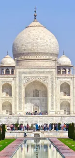 Beautiful Taj Mahal with reflection in water, India