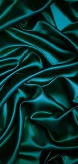 Elegant teal silk texture with smooth folds as mobile wallpaper.