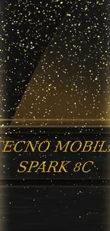 Sleek Tecno Mobile Spark 8C wallpaper in black and gold hues.