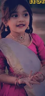 Young girl in traditional attire with elegant jewelry.